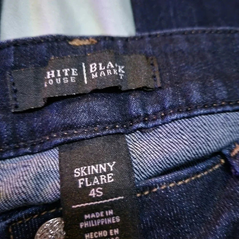 White House Black Market Skinny Flare Jeans, Double Button Close, Size 4S, EUC! - Picture 6 of 10